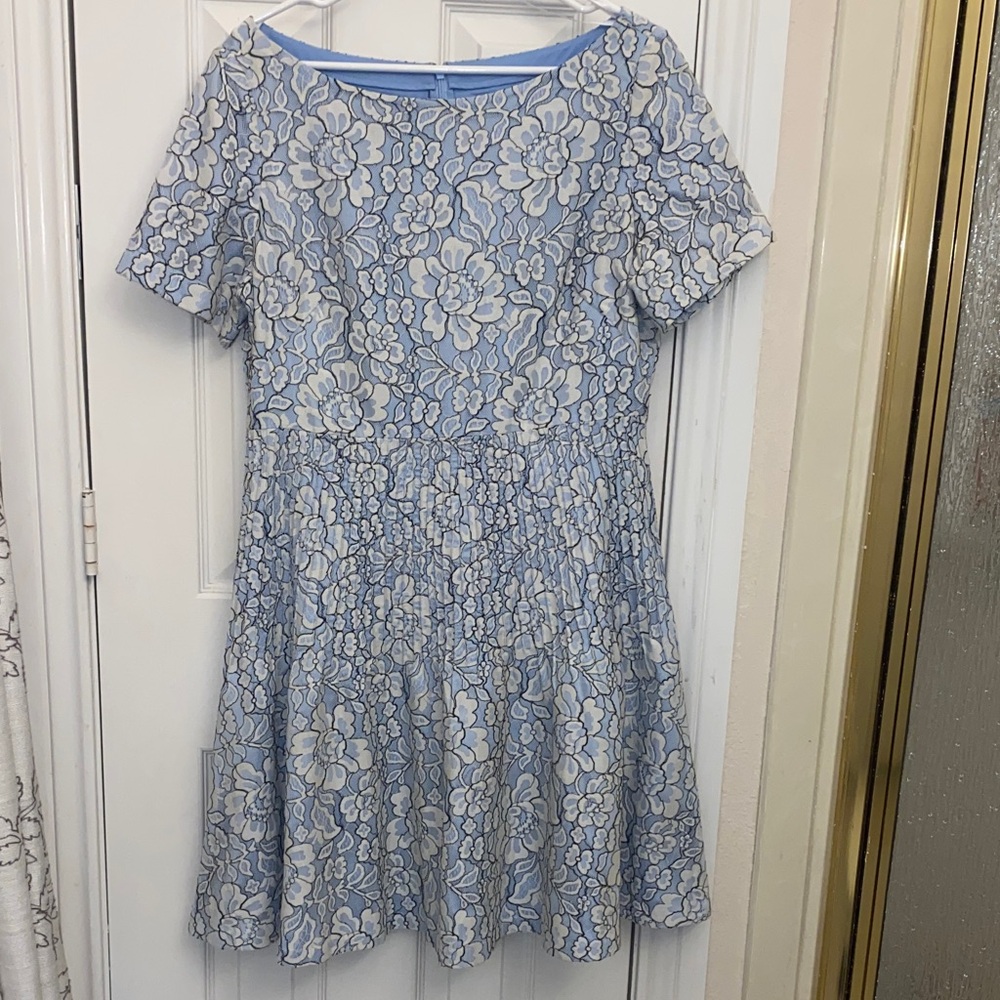 Eliza J Light Blue and White Floral Midi Dress